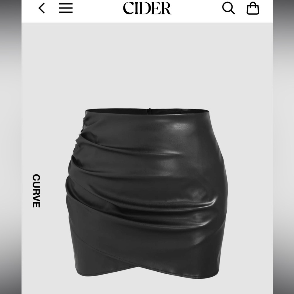 NWT- Cider- PU Leather Skirt- 1X- Black